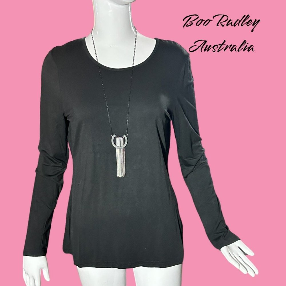 BOO RADLEY AUSTRALIA BLACK SLINKY LONG SLEEVE TEE (SZ SM) (BNWT)